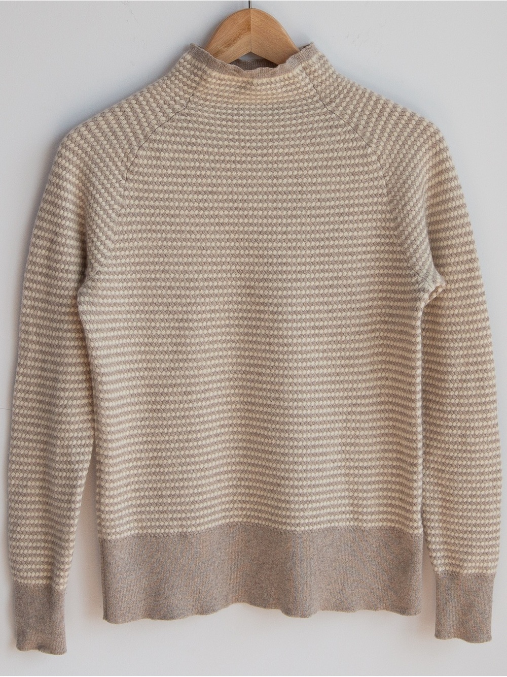 Club Monaco 100% Cashmere Striped Mock Neck Sweater Small